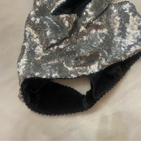 NEW! for love and lemons silver glimmer sequin high waisted panty 3791 - Picture 4 of 10